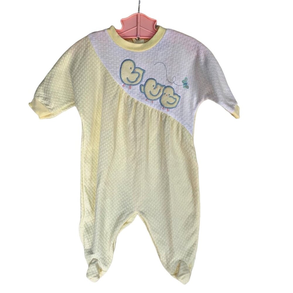 Vintage Pastel Embroidered Duck Spring Sleeper 6 Months